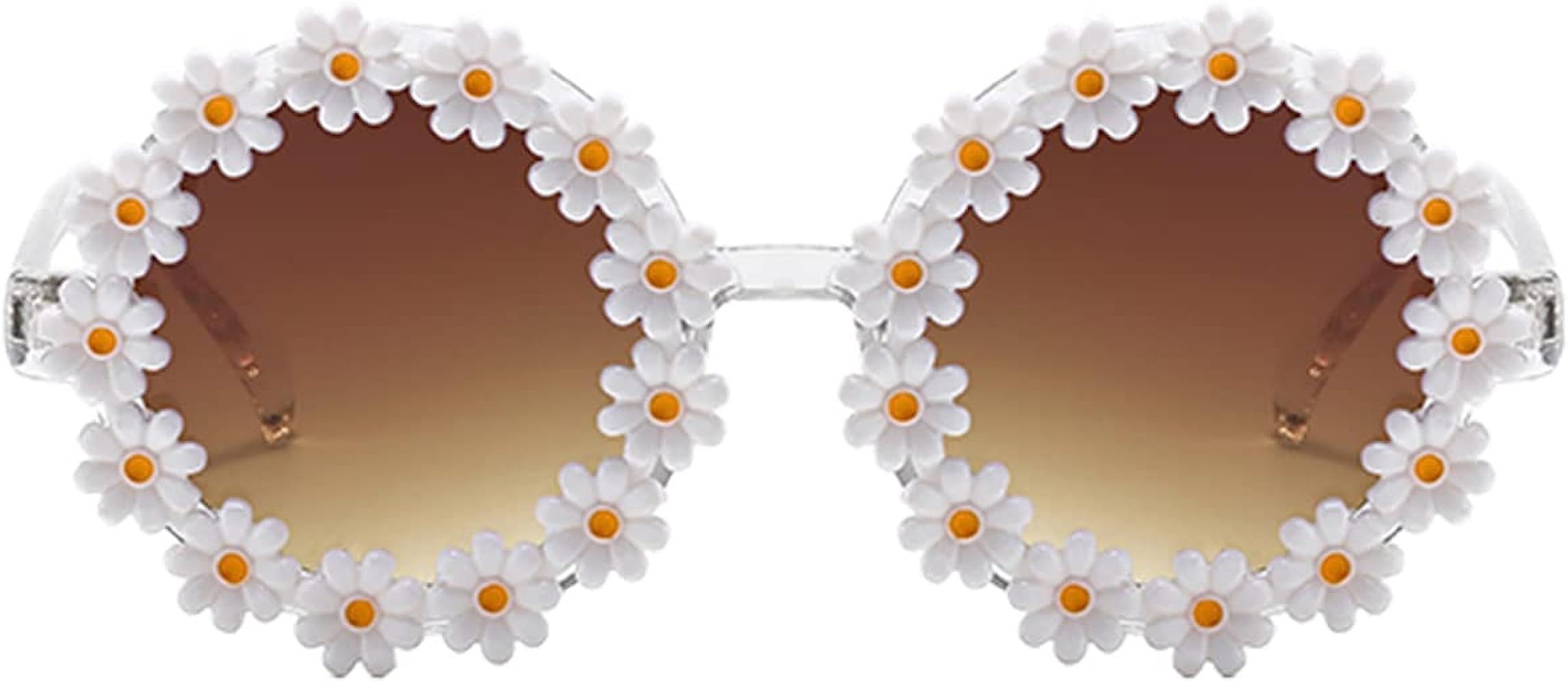 Dollger Retro Daisy Sunglasses for Women Flower Round Fashion Disco Festival Sunglasses | Amazon (US)