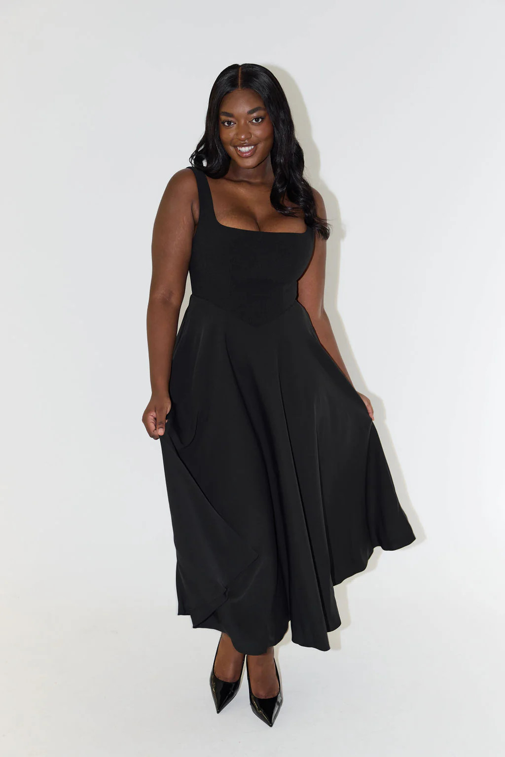 The Ultimate Muse High Waist Square Neck Midi Dress | Odd Muse