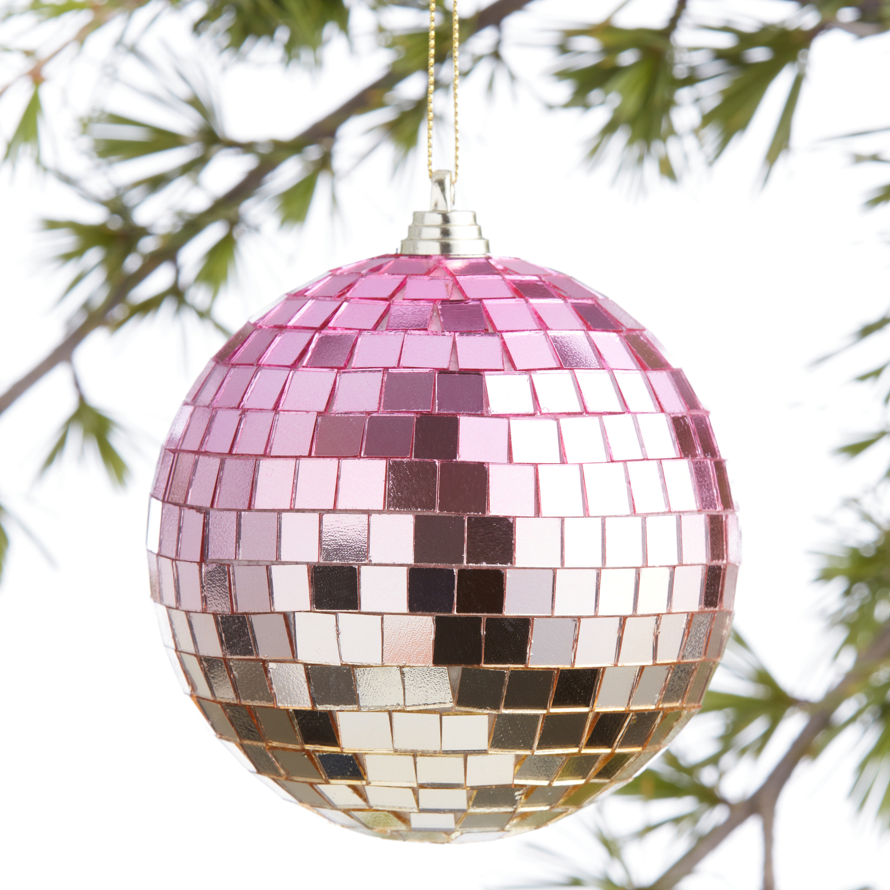 Large Pink And Gold Ombre Disco Ball Ornament | World Market