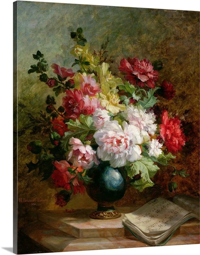 Great BIG Canvas | "Still life with flowers and sheet music" Canvas Wall Art - 24x30 | Walmart (US)