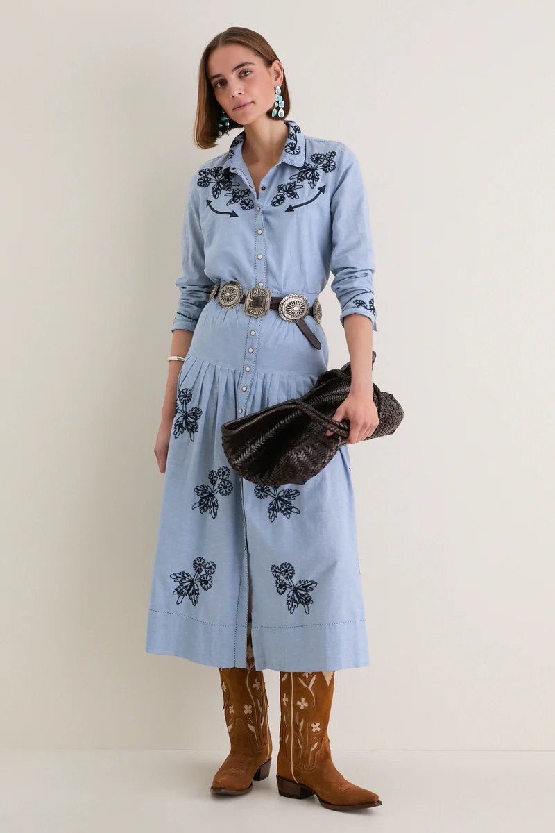 The Chambray Embroidered Highland Skirt | Tuckernuck (US)