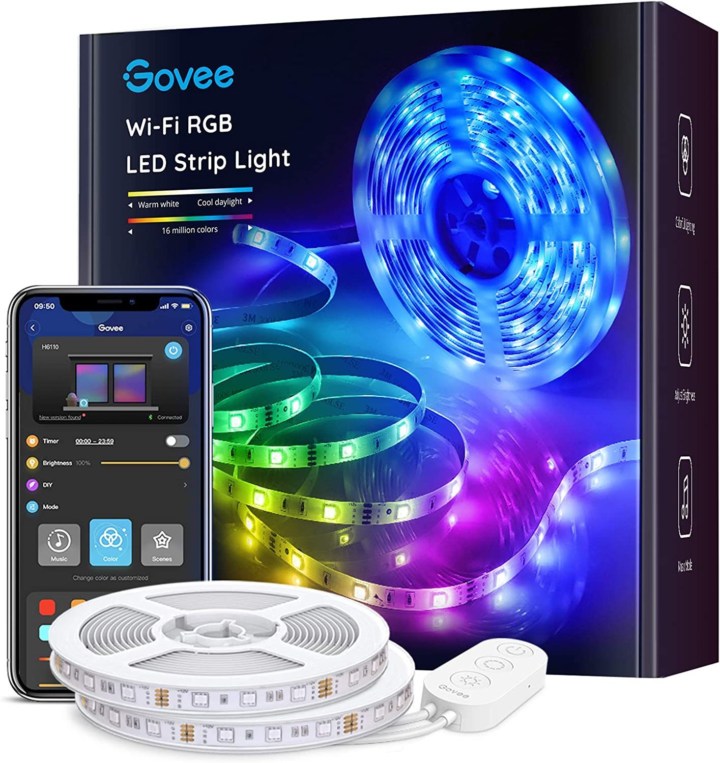 Govee Smart LED Strip Lights for Bedroom, 32.8ft WiFi LED Light Strip Work with Alexa Google Assi... | Amazon (US)