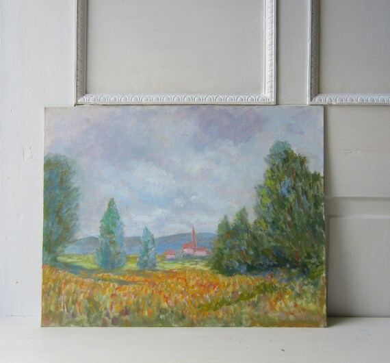 Vintage Impressionist Landscape Painting - Unframed Original Art 14" x 18" | Etsy (US)