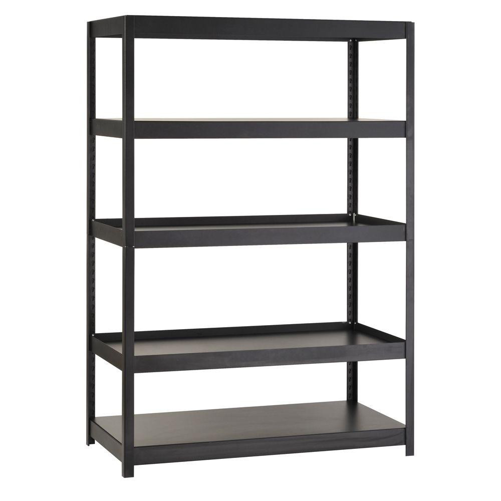 Edsal 72 in. H x 48 in. W x 24 in. D 5-Shelf Steel Shelving Unit in Black | The Home Depot