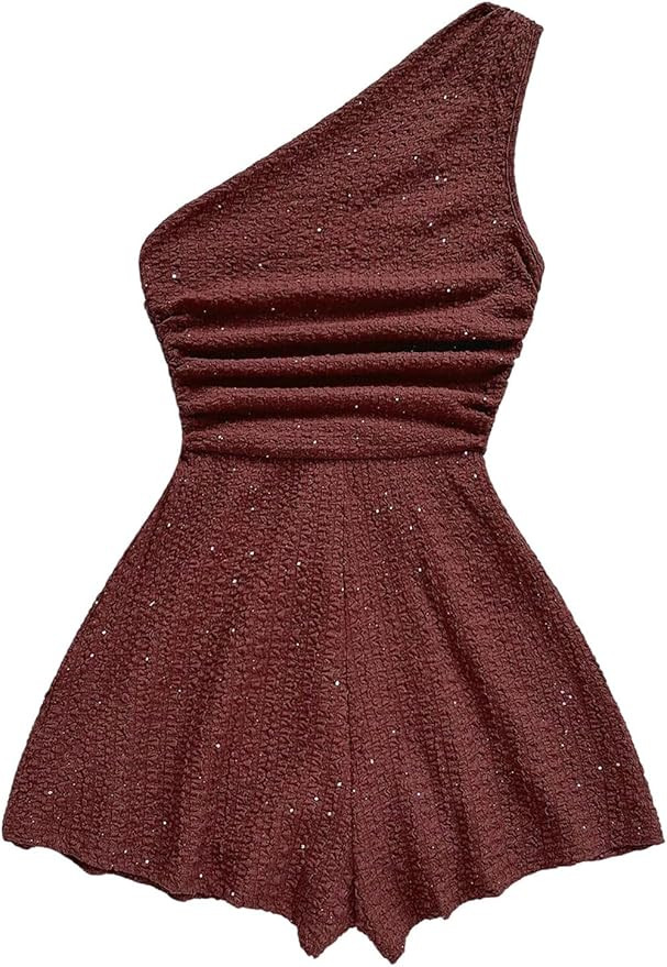 SOLY HUX Women's One Shoulder Sleeveless Ruched Romper Wide Leg Summer Vacation Going Out Short J... | Amazon (US)