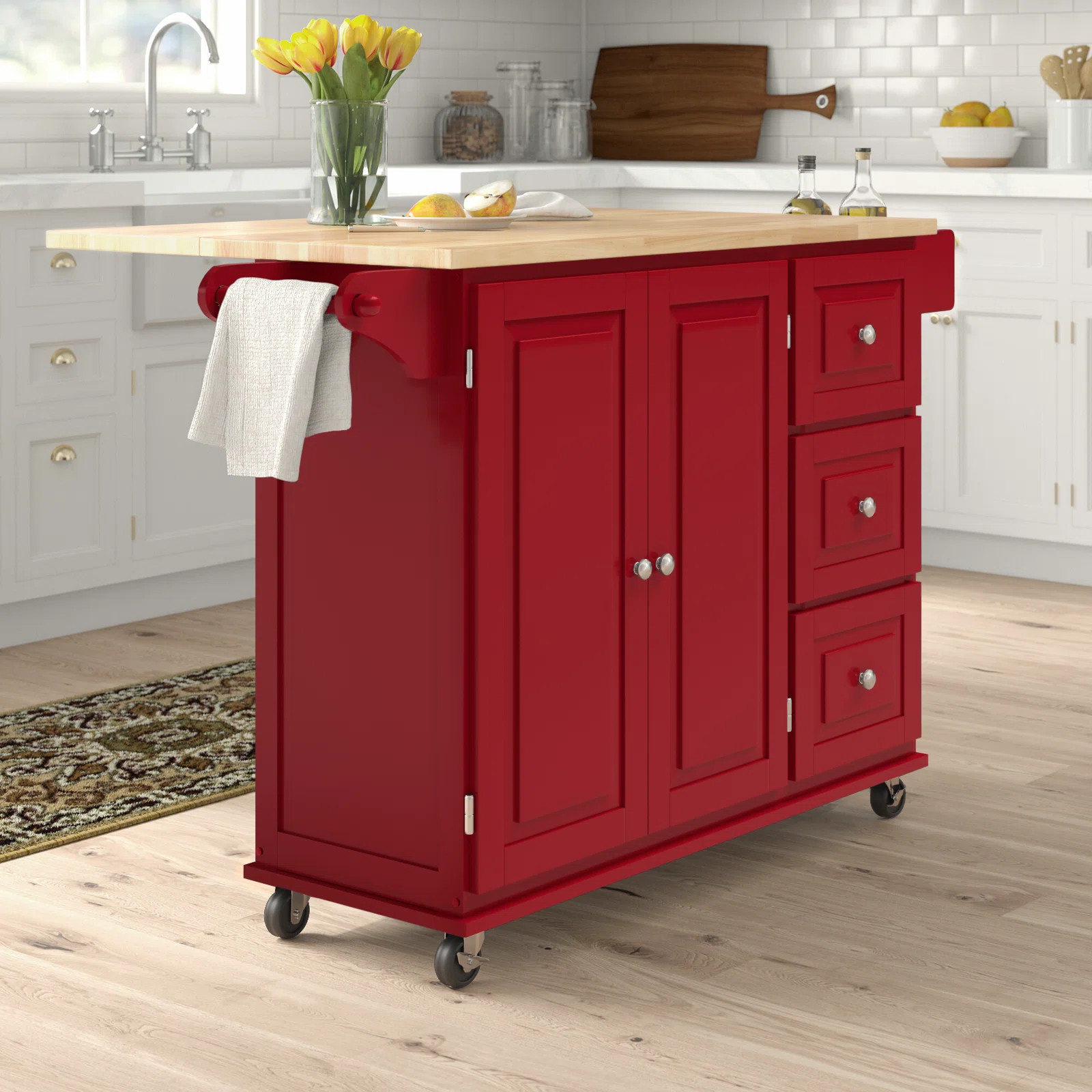 Hardiman 53.75" Kitchen Island with  Locking Wheels | Wayfair North America