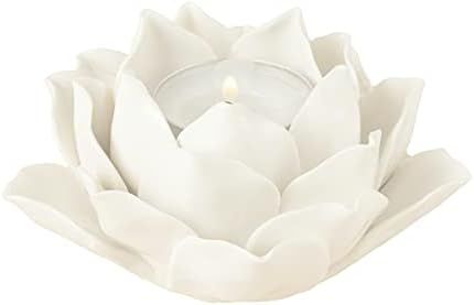 Ceramic Lotus Petals Style Flower Candle Holder Tea Lights Holder Home & Table top Decoration (Wh... | Amazon (US)
