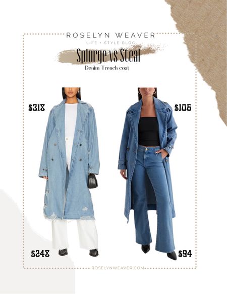 Splurge va Steal - denim trench coat 

#LTKfindsunder100 #LTKstyletip #LTKsalealert