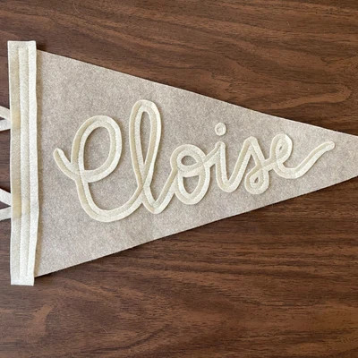 Cursive Name Pennant beige Calligraphy Modern Cursive Script Sign Name Banner Monthly Photo Newbo... | Etsy (US)