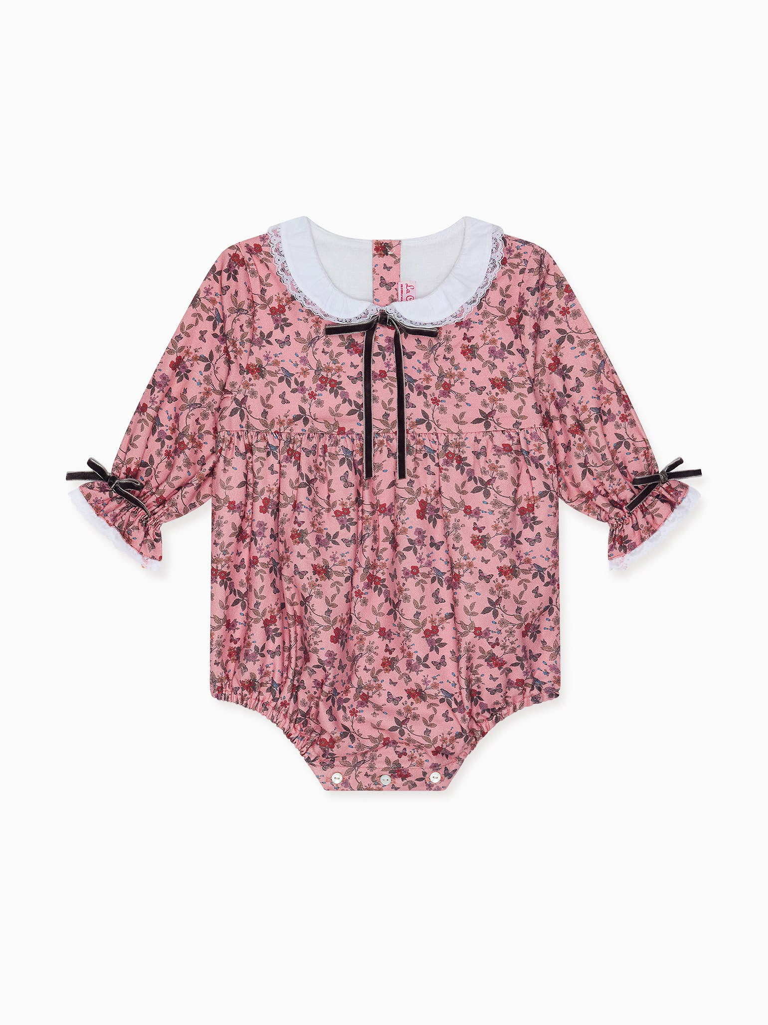 Dusty Pink Floral Sierra Baby Girl Romper | La Coqueta (US)