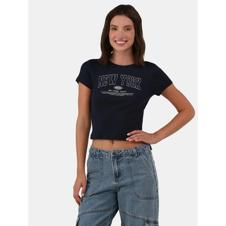 No Boundaries Graphic Baby Tee, Women's and Women’s Plus | Walmart (US)