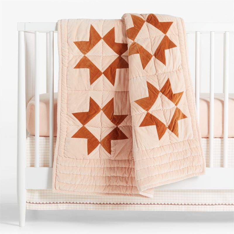 Elegant Pink Heritage Velvet Baby Crib Quilt | Crate & Kids | Crate & Barrel