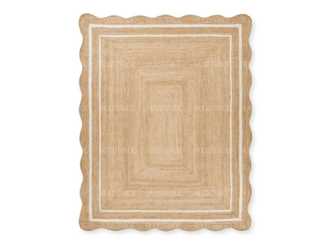 Jute Rug- Scalloped Rug, Jute Scalloped Rug, Bohemian Scallop Rug, Natural Jute Area Rug, Jute Ru... | Etsy (US)