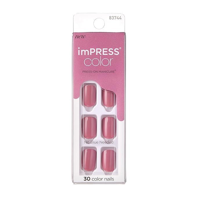 KISS imPRESS Color Press-On Nails, Gel Nail Kit, PureFit Technology, Short Length, “Petal Pink... | Amazon (US)