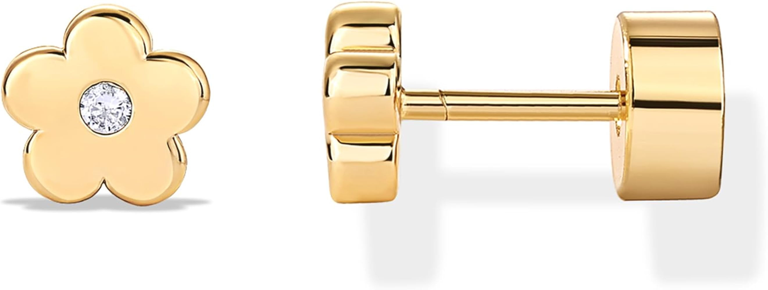 PAVOI 14K Gold Plated Dainty Flat Back Earrings for Women - Hypoallergenic Sterling Silver Posts ... | Amazon (US)