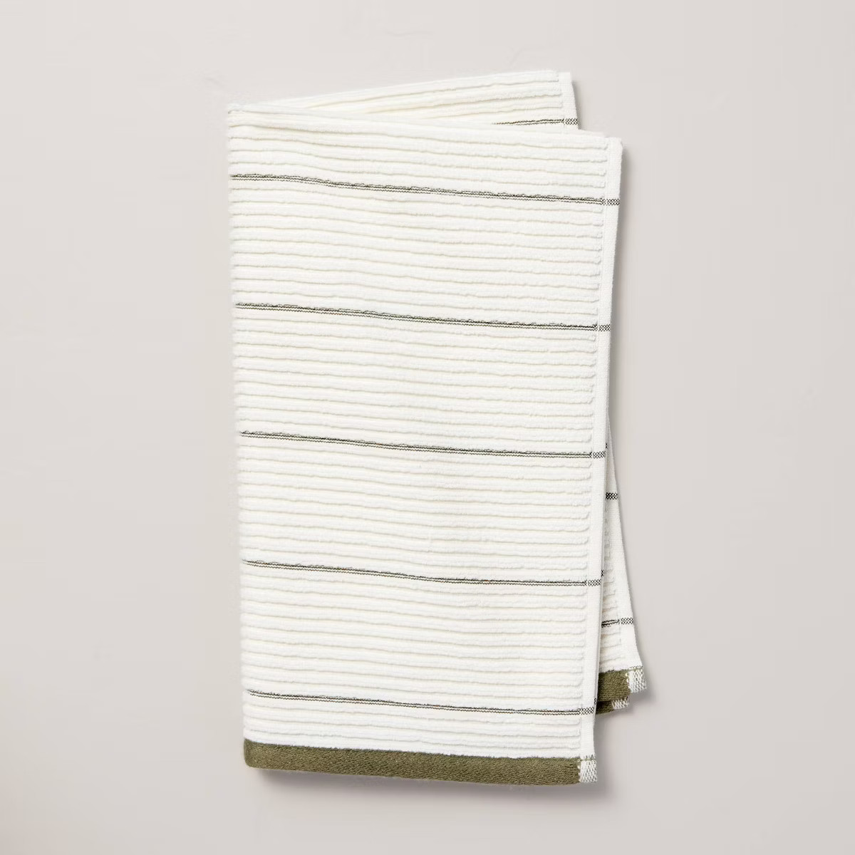 Ribbed Terry Bath Towels Cream/Green - Hearth & Hand™ with Magnolia | Target