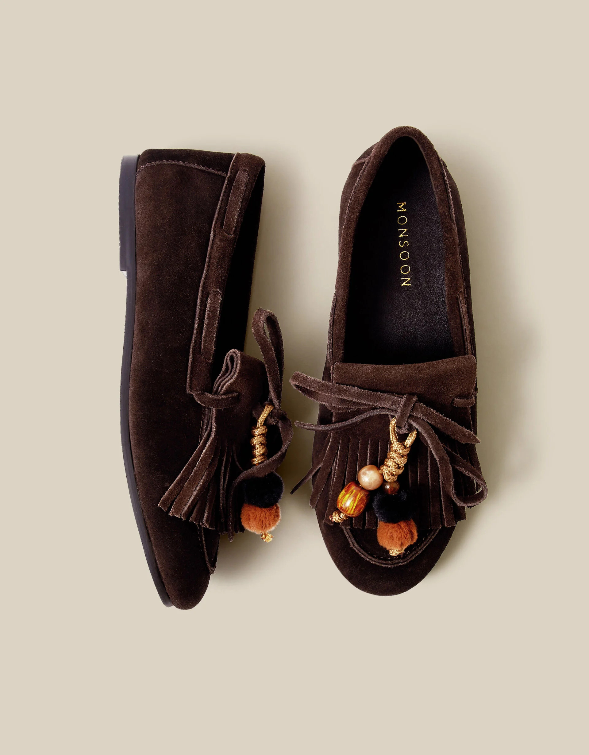 Tabitha Suede Moccasin Loafers Brown | Monsoon (UK)