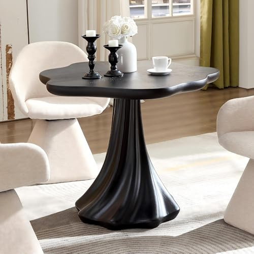 37" Round Modern Dining Table \u2013 Flower Shape Top, Twisted Pedestal Base, Black, Table Only f... | Amazon (US)