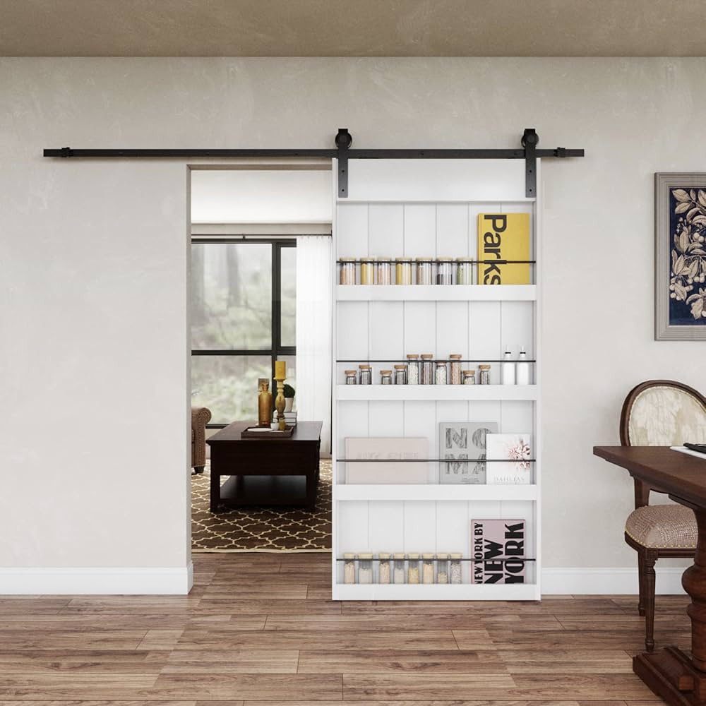 BARNER HOME 42in x 84in Sliding Barn Door, Shelf Style, Made of Primed MDF, Sliding Door with 6.9... | Amazon (US)