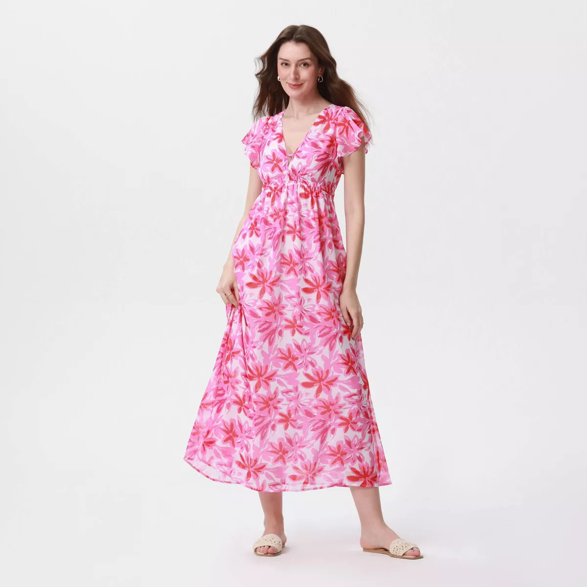 Women's Flutter Short Sleeve Maxi A-Line Dress - A New Day™ | Target