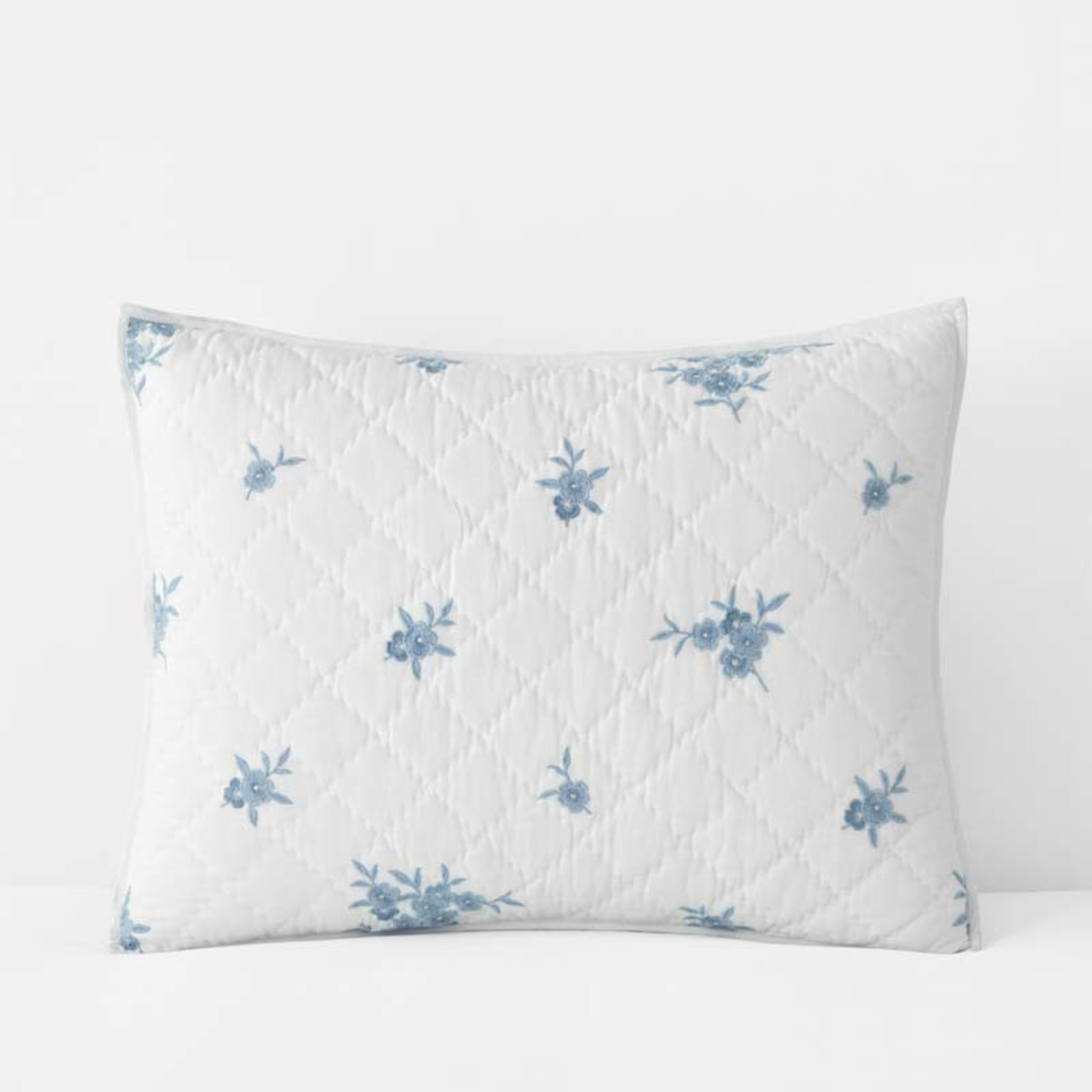 Brinda Floral Quilted Sham - White, Standard | The Company Store