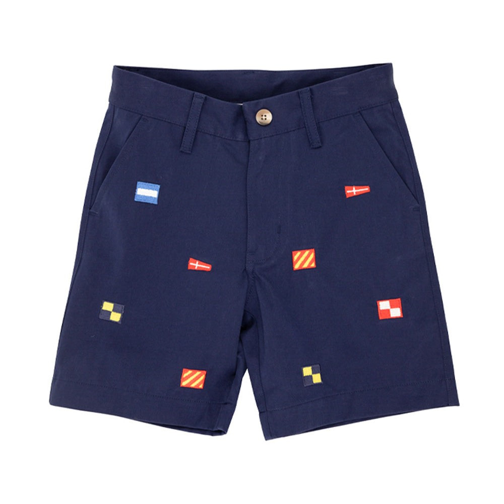 Critter Charlie's Chinos - Nantucket Navy with Flag Embroidery | The Beaufort Bonnet Company