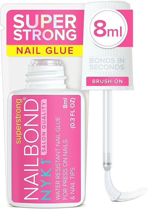 Super Strong Nail Glue for Press On Nails, Nail Tips & Acrylic Nails (8ml) NYK1 NailBond Brush On... | Amazon (US)