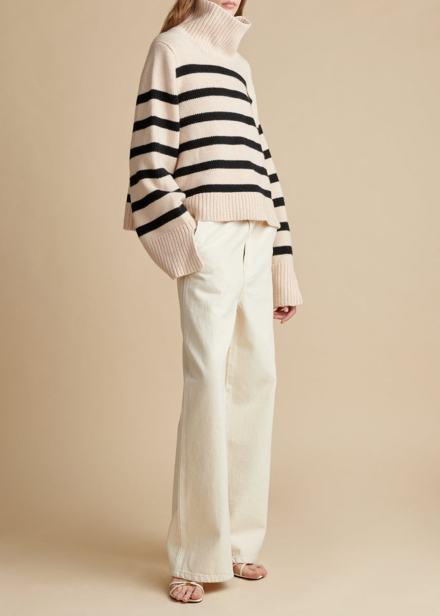 The Marion Sweater in Butter and Black Stripe | Khaite
