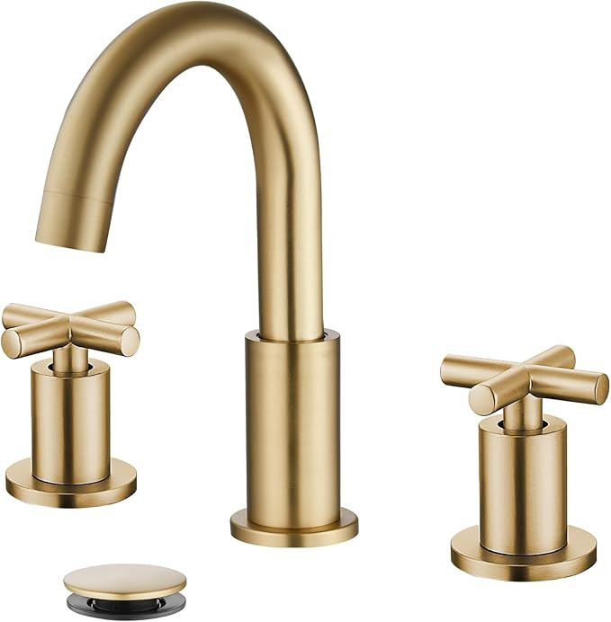 gotonovo 8 inch Widespread Bathroom Sink Faucet 3 Hole Bathroom Faucet 2 Cross Handle Vanity Fauc... | Amazon (US)