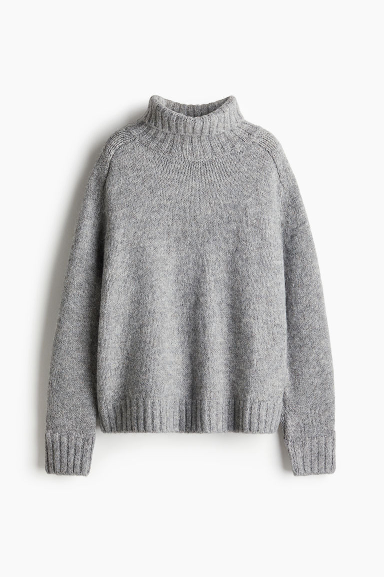 H & M - Oversized Turtleneck Sweater - Gray | H&M (US + CA)