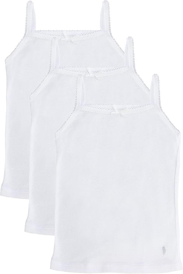 Feathers Girls Solid White Snug Fit Tagless Cami Vest - 100% Cotton Super Soft Undershirts (3/Pac... | Amazon (US)