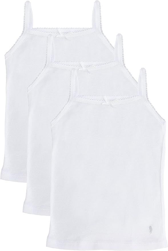 Feathers Girls Solid White Snug Fit Tagless Cami Vest - 100% Cotton Super Soft Undershirts (3/Pac... | Amazon (US)