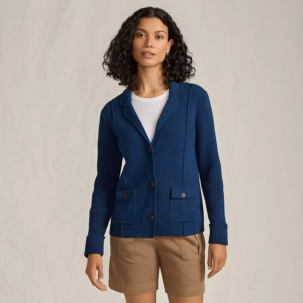 Women's Drifter Ribbed Collared Blazer Sweater | Lands' End (US)