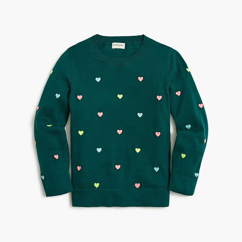 Girls' embroidered heart Teddie sweater | J.Crew Factory