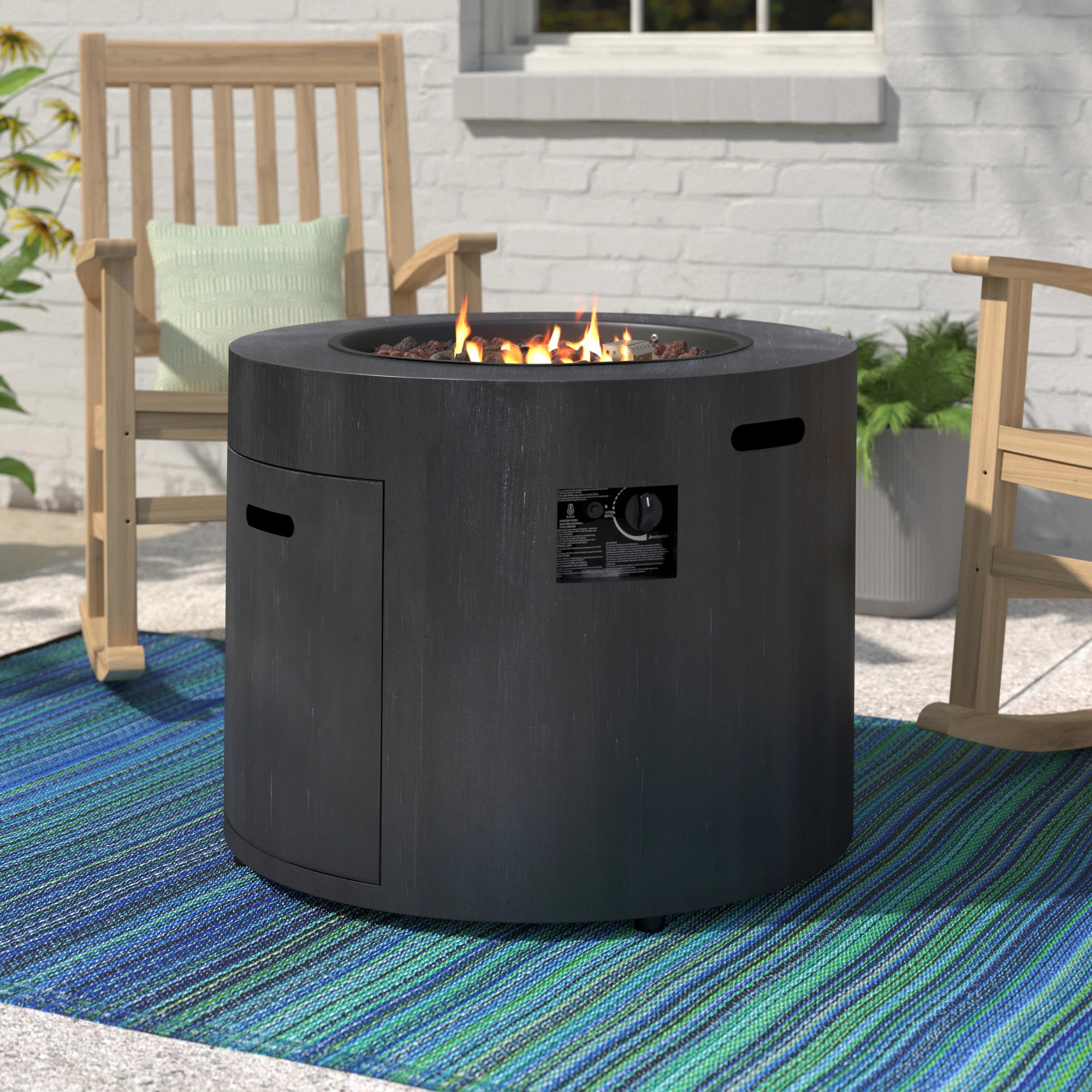 Hartland Round Iron Propane Smokeless Fire Pit Table with Hidden Fuel Tank | Wayfair North America