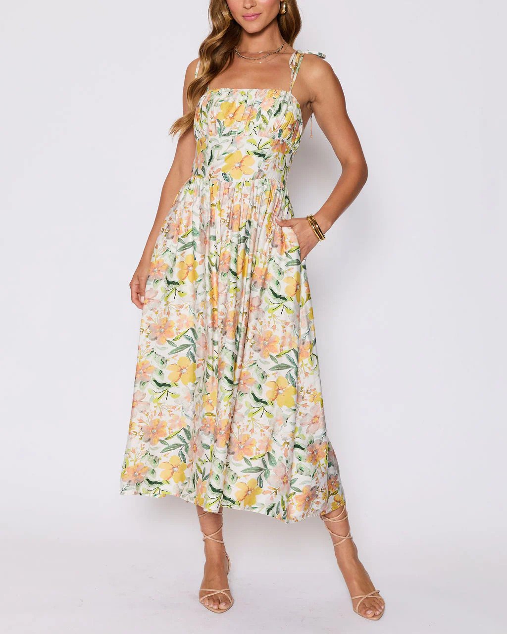 Emory Floral Tie Shoulder Maxi Dress | VICI