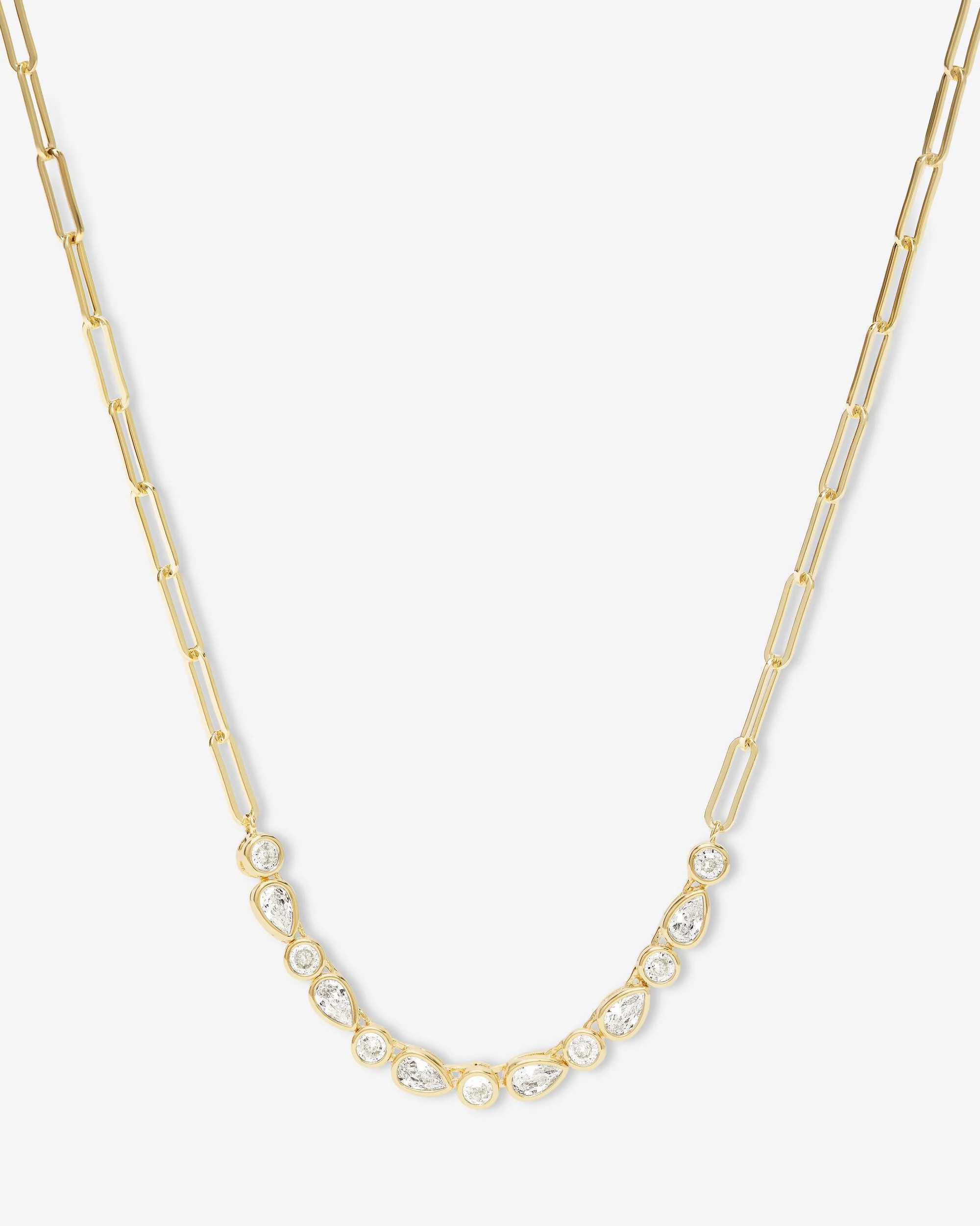 Isla Samantha Tennis Necklace - Gold|White Diamondettes | Melinda Maria Jewelry