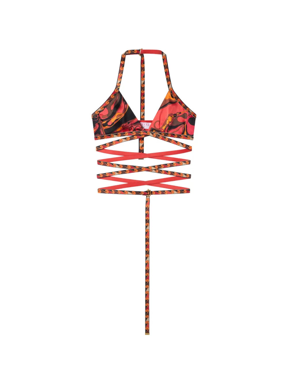 PUCCI Iride-print wrap-around bra - Red | Farfetch Global