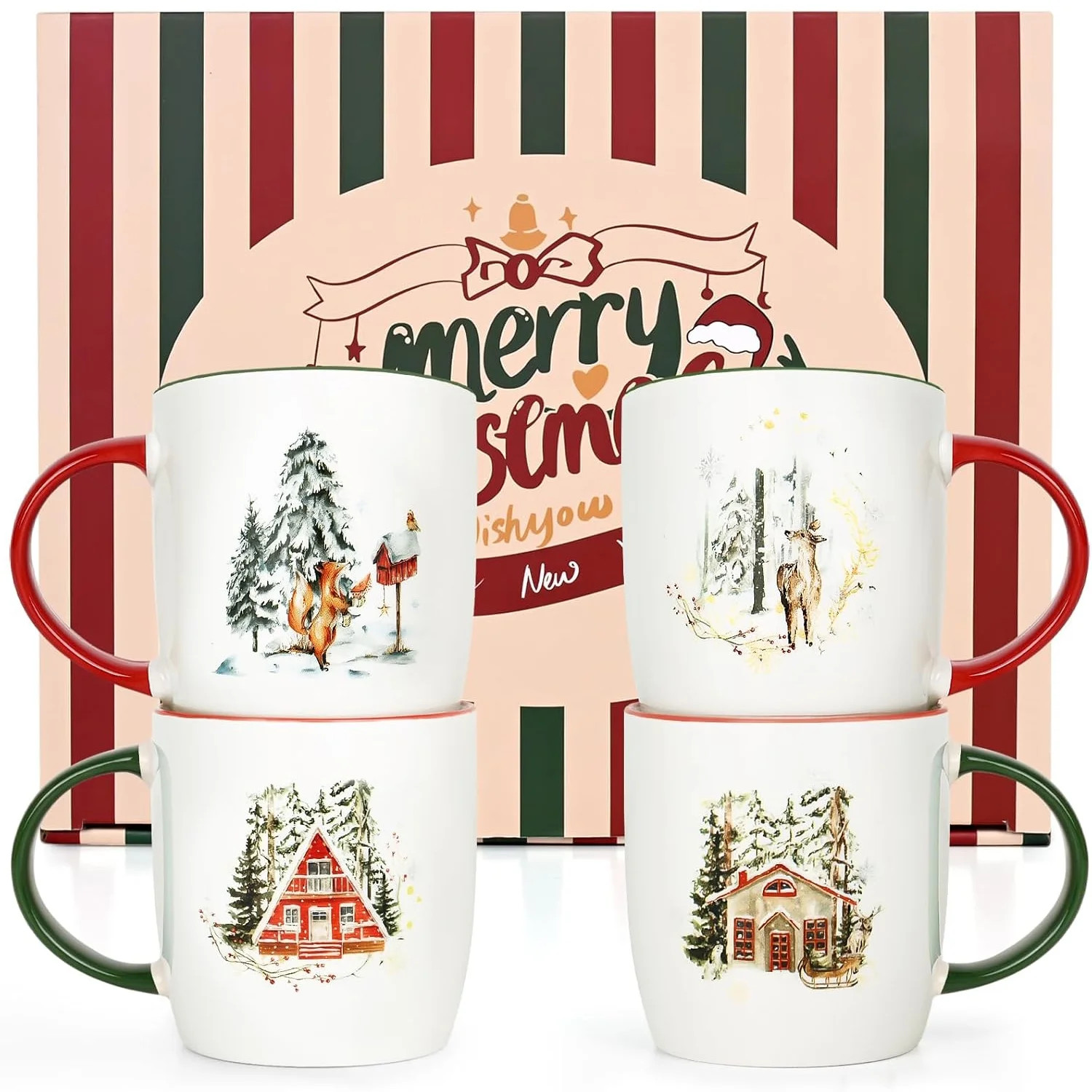 Futtumy Christmas Gifts Ceramic Mugs, Christmas Snowscape Mugs Gifts Set of 4, Christmas Gifts,  ... | Walmart (US)