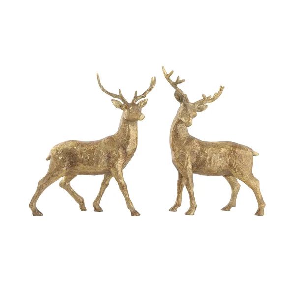 2 Piece Resin Standing Deer Set | Wayfair Professional