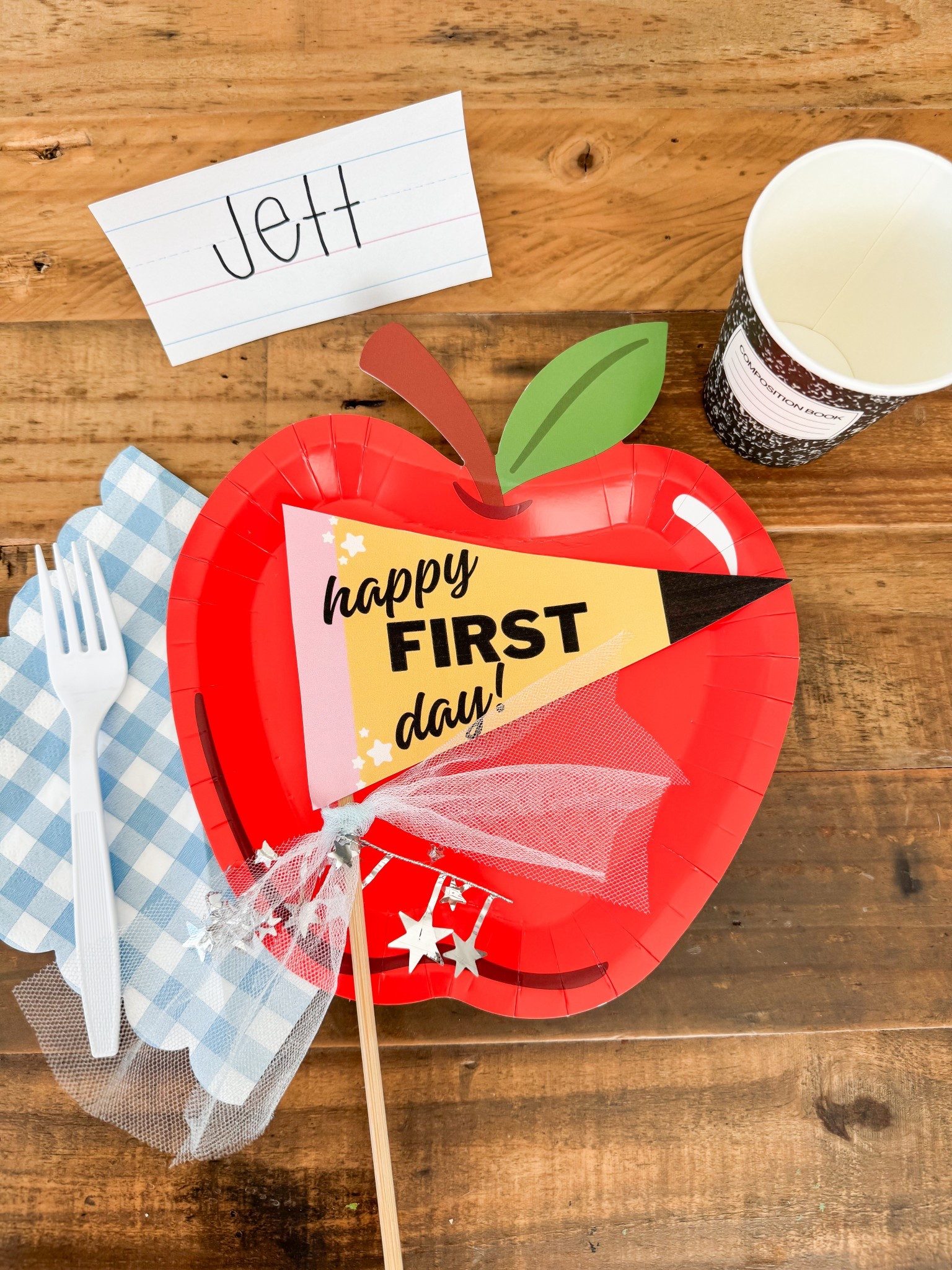 Fun back to school / first day of school breakfast place setting for kids 🍎✏️💕 

Apple plate , pencil flag pennant, scalloped napkin, notebook cup & name place card 
#backtoschool #firstdayofschool #lastdayofschool #placesetting #funmom #firstday #funbreakfast

#LTKU #LTKKids #LTKFamily