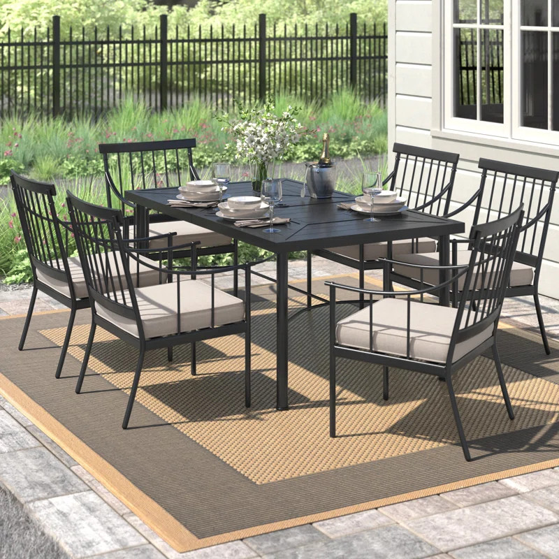 Milnor Rectangular 6 - Person 64'' Long Outdoor Patio Dining Set Furniture with Cushions | Wayfair North America