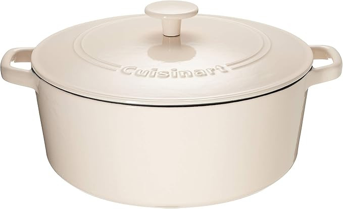 Cuisinart Chef's Classic Enameled Cast Iron 7-Quart Round Covered Casserole, Enameled Cream | Amazon (US)