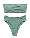 OMKAGI Women's 2 Pieces Bandeau Bikini Swimsuits Off Shoulder High Waist Bathing Suit High Cut(S,Arm | Amazon (US)