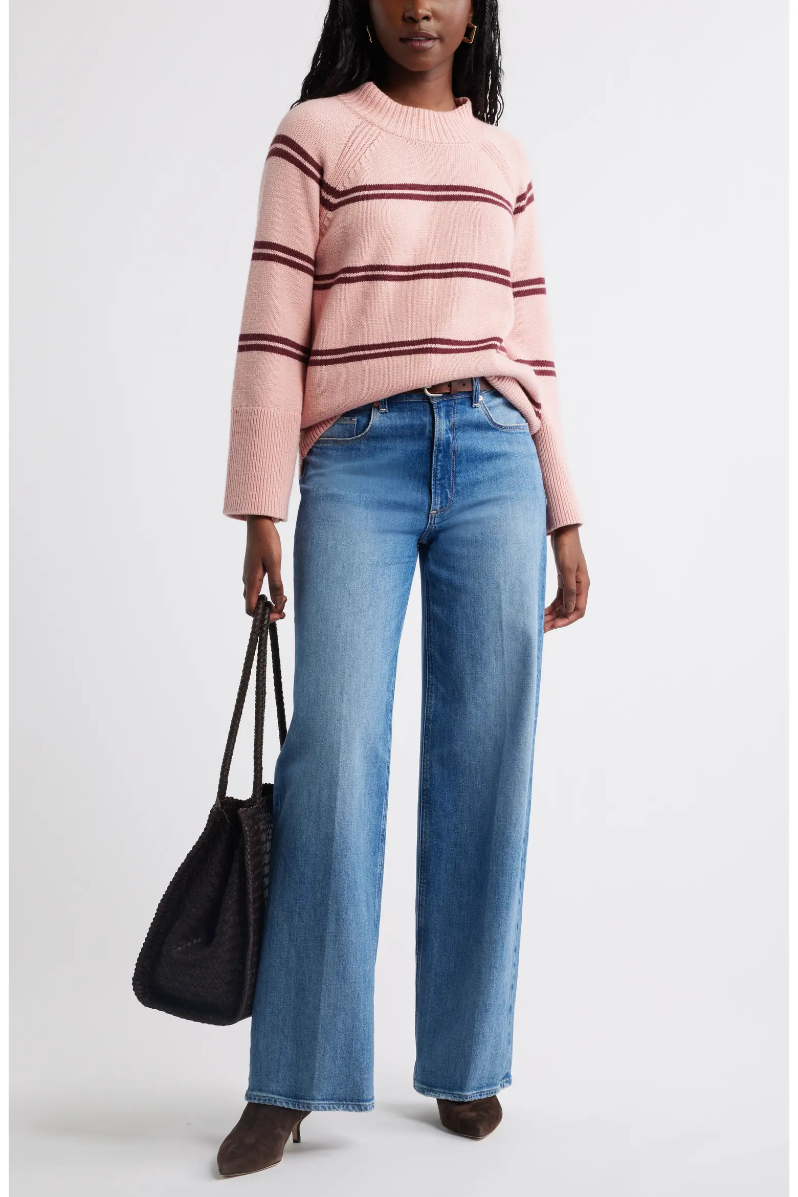 Bell Sleeve Mock Neck Merino Wool & Cotton Sweater (Women) | Nordstrom | Nordstrom