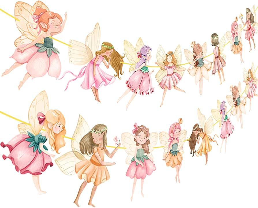 Fairy Party Banner Flower Fairy Banners 2Pcs Fairies Birthday Party Cutout Decorations for Fairy ... | Amazon (US)