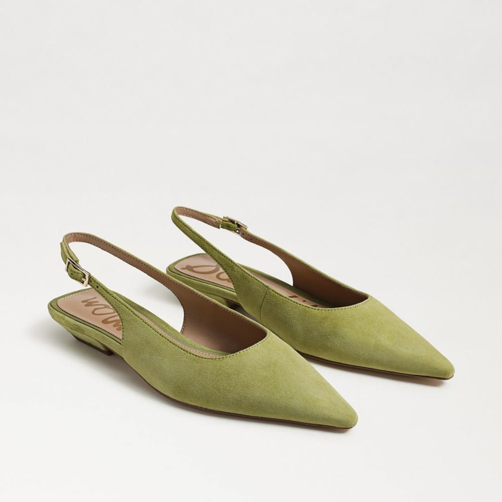 Netty Slingback Flat Martini Olive Suede | Sam Edelman