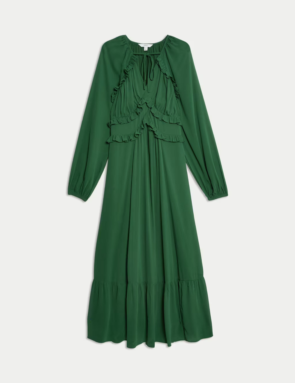 Chiffon V-Neck Ruffle Midaxi Waisted Dress | Marks & Spencer (UK)