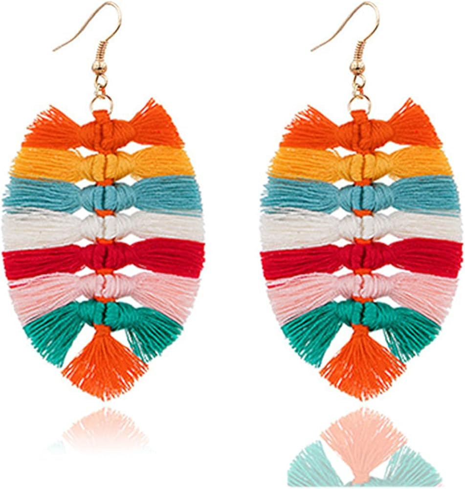 ONLYJUMP Long Layered Dangle Earrings Colorful Elegant Tiered Tassel Druzy Dangle Drop Earrings H... | Amazon (US)