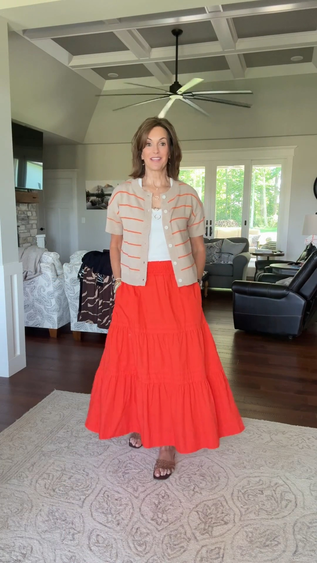 Cardigan - small 
Tank - Large 
Skirt- Small (runs big)

Summer outfit 
Lunch with friends

#LTKTall #LTKMidsize #LTKWorkwear